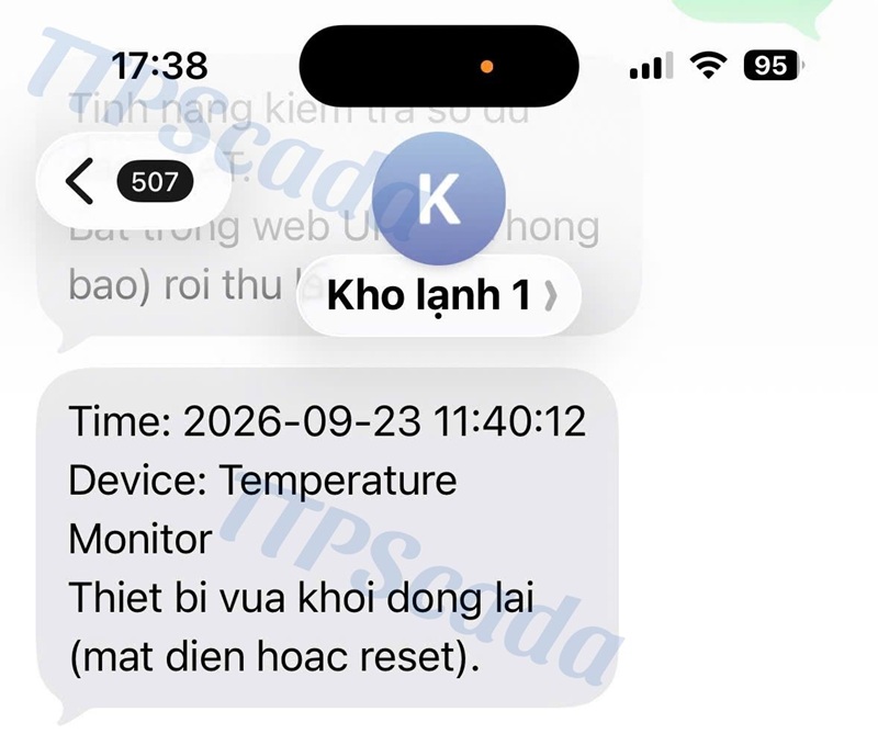 Cảnh báo SMS khi bi lỗi Khởi động